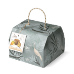 Gift box with bird design and Lison label on a white background