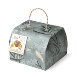 Gift box with bird design and Lison label on a white background