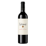 A bottle of Larkmead Napa Valley Cabernet Sauvignon with a dark glass body and a minimalist cream label featuring the Larkmead name and crest, set against a light background.