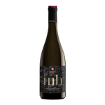 A bottle of Martín Berdugo MB Ribera del Duero wine with a dark glass body and a black textured label featuring the letters “mb,” set against a black background.