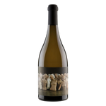 A bottle of Orin Swift Mannequin Chardonnay 2022 dark label and black foil cap. 