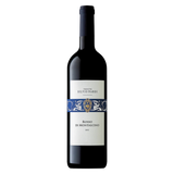 A bottle of Tenute Silvio Nardi Rosso di Montalcino 2022 with a white label and blue foil capsule. 