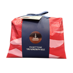 Panettone Tradizionale packaging with a red and blue design on a white background