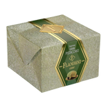 Decorative box with a green label featuring the Flamigni brand on a white background