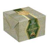 Decorative box with a green label featuring the Flamigni brand on a white background
