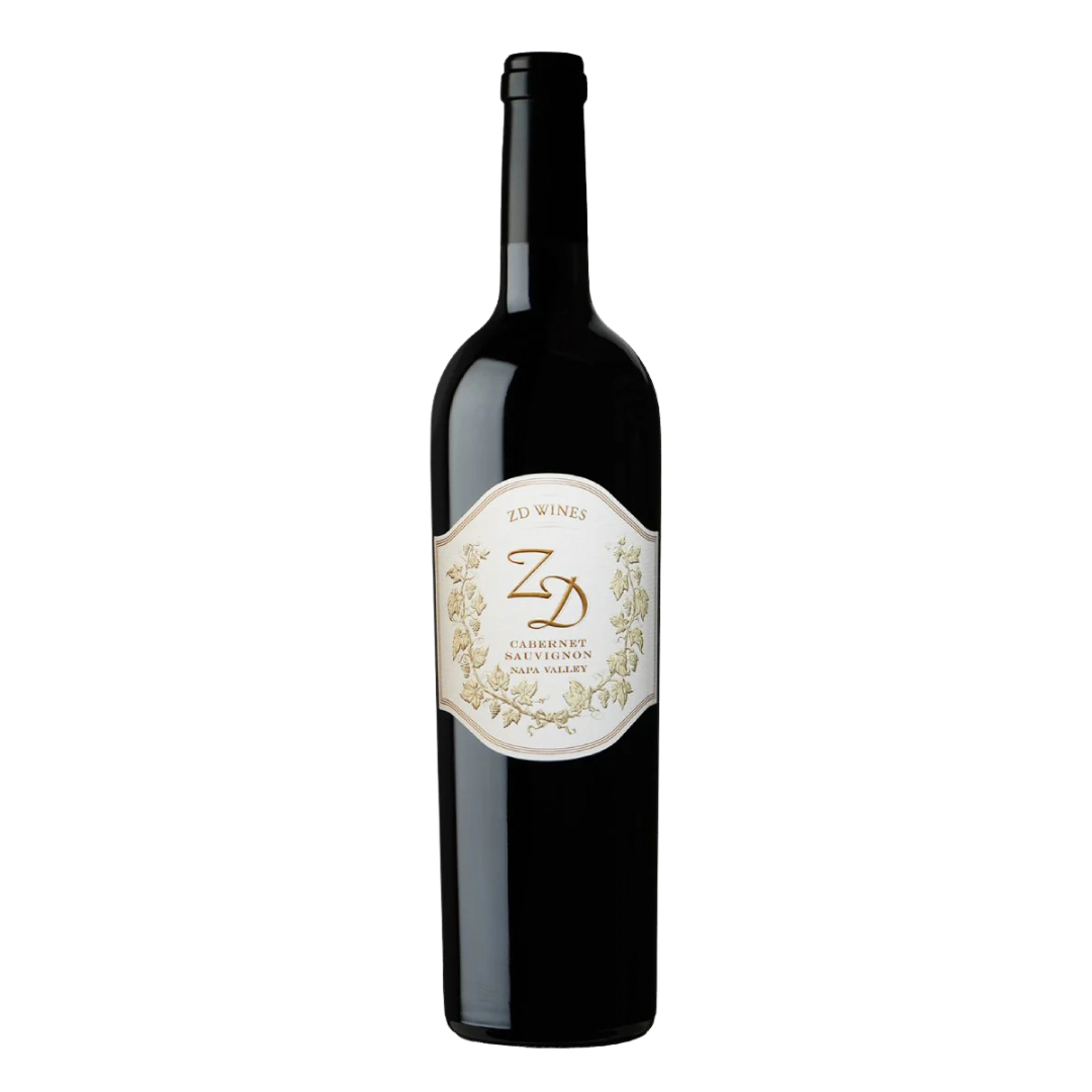 A bottle of ZD wines Cabernet Sauvignon with a white label