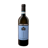 A bottle of Zuozo Pinot Grigio (2024) with a blue label and black cap.