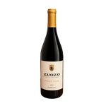 A bottle of Zuozo Family Vineyards Pinot Noir (2023) from North Coast with a cream label and gold foil top.