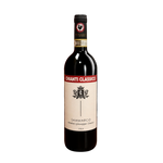A bottle of Chianti Classico Sammarco wine iwth a cream label and red header. 